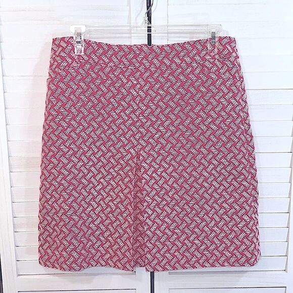 Talbots Tweed Skirt Size 14 A-Line Pink Wool Blend - Picture 2 of 10